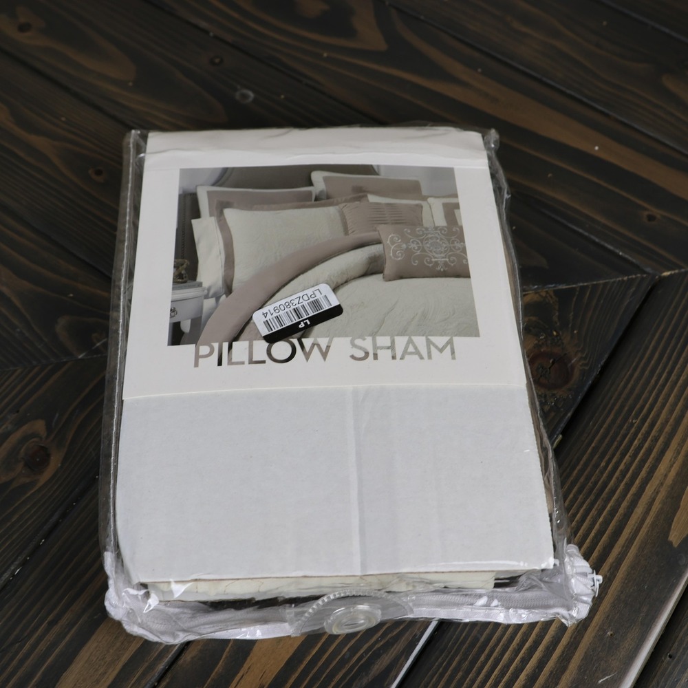 Decorative Pillow Sham Quilted‎ Embroidered Neutral Beige Bedding Accent Cover
